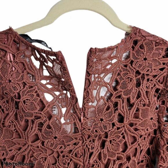 ZARA Pleated Contrast Lace Dress Size SMALL - Picture 13 of 15